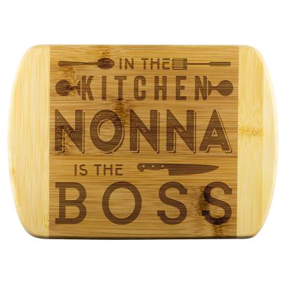 cub-20516335-sp-47528 - [ Nonna | 1 | 1 ] (TL_RoundEdgeWoodCuttingBoard) Mothers Day Gifts For Wife - In The Kitchen Nonna Is The Bos