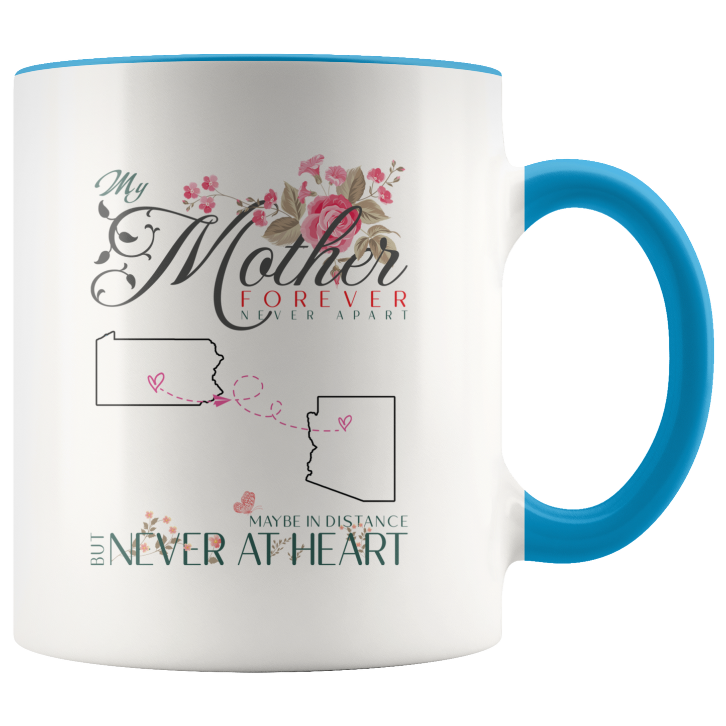 M-21332750-sp-25955 - [ Pennsylvania | Arizona ] (CC_Accent_Mug_) Mothers Day Gifts Coffee Mug Distance Pennsylvania Arizona -
