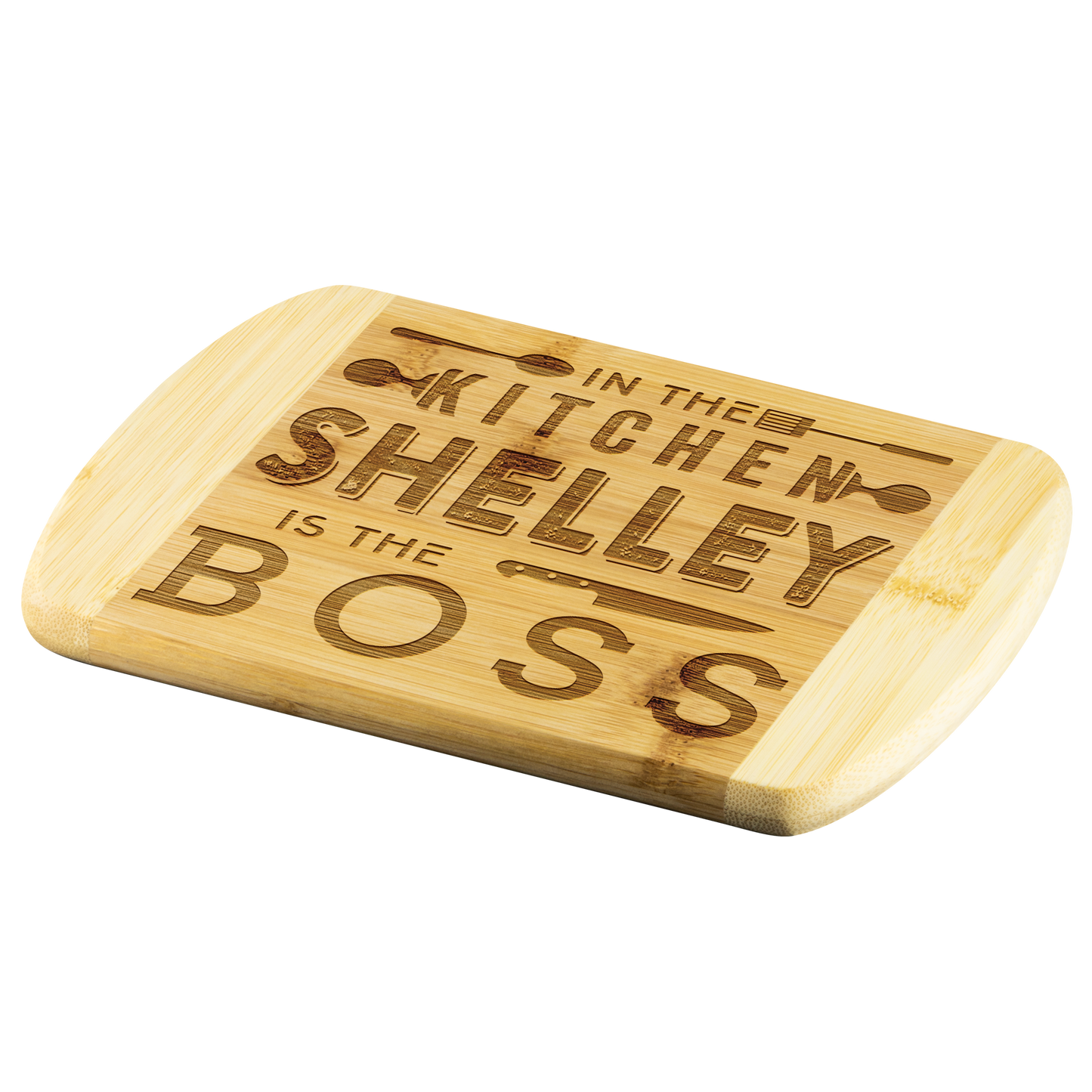cub-20517121-sp-47374 - [ Shelley | 1 | 1 ] (TL_RoundEdgeWoodCuttingBoard) Mom To Be Gifts - In The Kitchen Shelley Is The Boss - Mothe