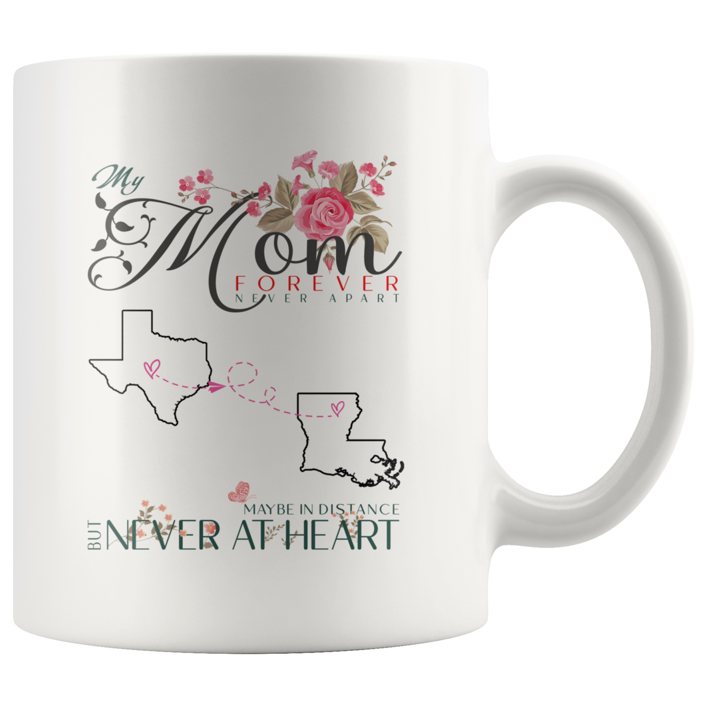 M-20447222-sp-25848 - [ Texas | Louisiana | 1 ] (mug_11oz_white) Mothers Day Gifts Coffee Mug Distance Texas Louisiana My Mom