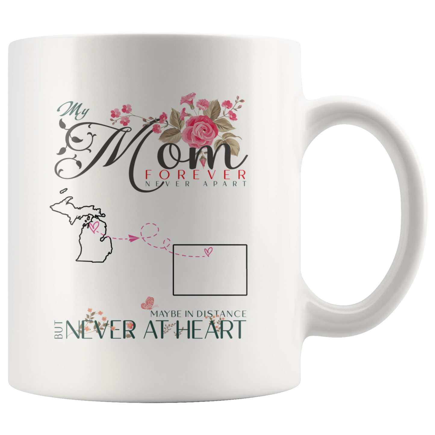M-20447543-sp-23778 - [ Michigan | Colorado | 1 ]Mothers Day Gifts Coffee Mug Distance Michigan Colorado My M