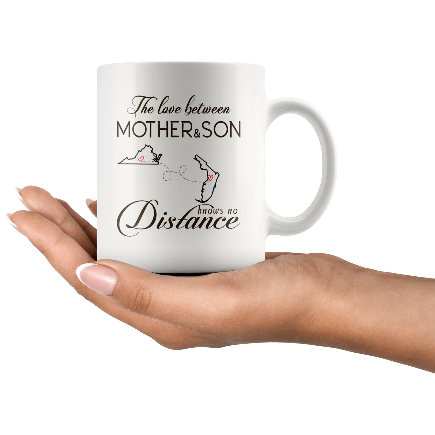 ND20604535-15oz-sp-24337 - [ Virginia | Florida | Mother And Son ]Personalized Long Distance State Coffee Mug - The Love Betwe
