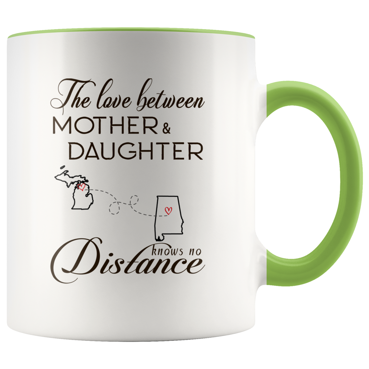 ND-21334603-sp-23848 - [ Michigan | Alabama ]Long Distance Accent Mug 11 oz Red - The Love Between Mother