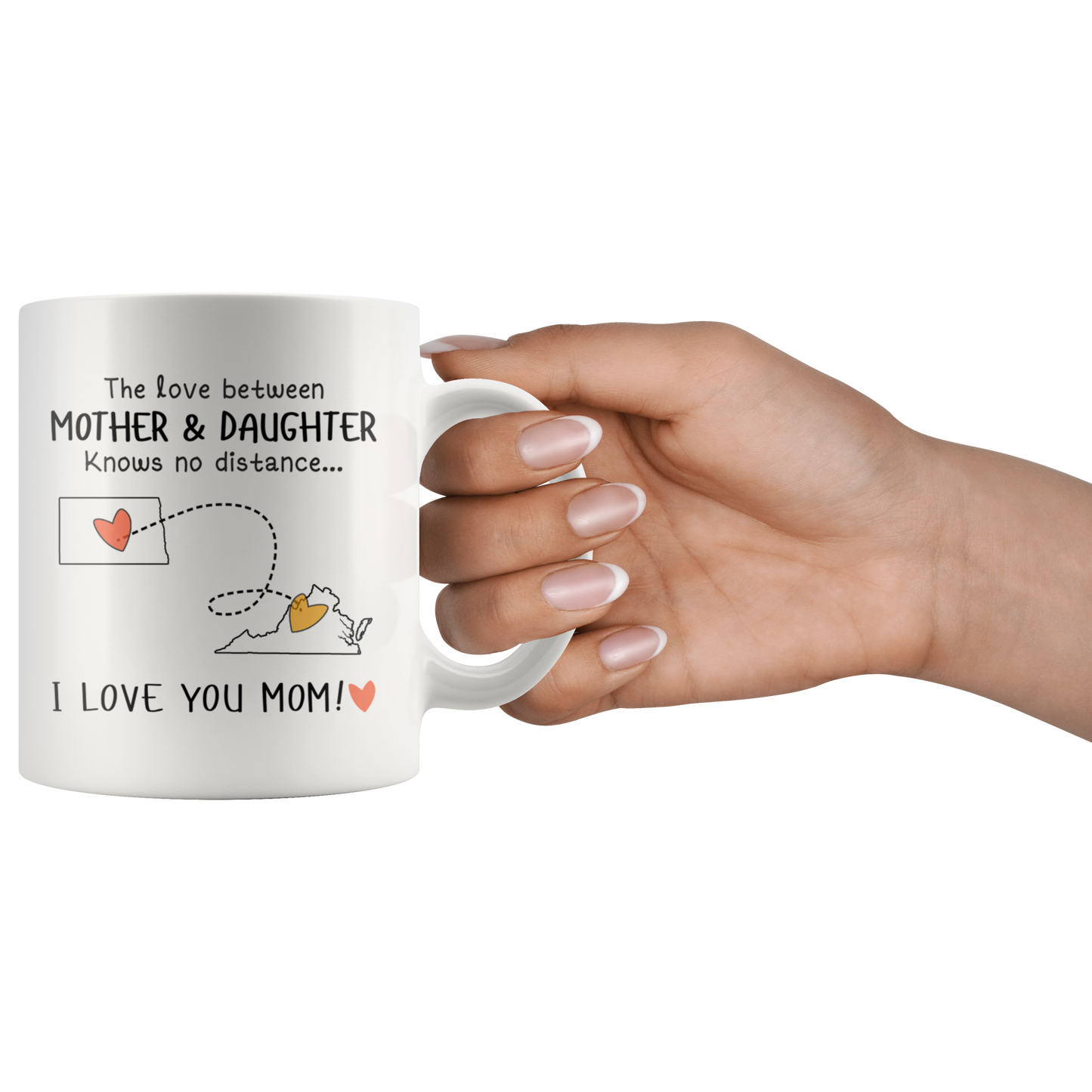 HNV-CUS-GRAND-sp-25391 - [ North Dakota | Virginia ] (mug_11oz_white) Mothers Day Gifts Personalized Mother Day Gifts Coffee Mug F