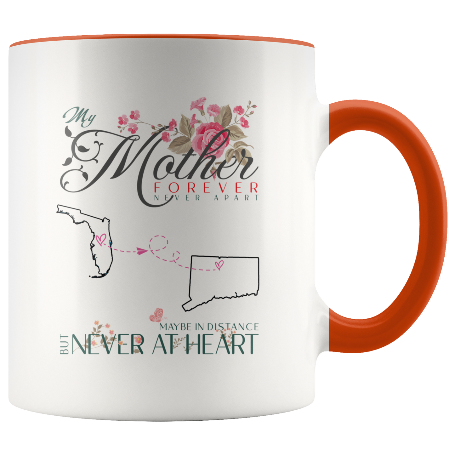 M-21332932-sp-24104 - [ Florida | Connecticut ]Mothers Day Gifts Coffee Mug Distance Florida Connecticut -