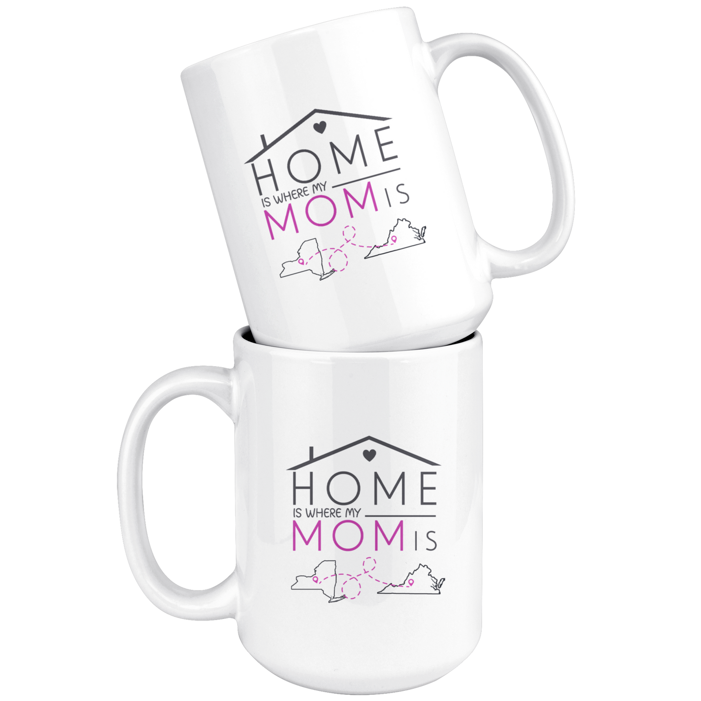 ND20655355-sp-23912 - [ New York | Virginia ]Long Distance Mothers Day Mug New York Virginia - Home Is W