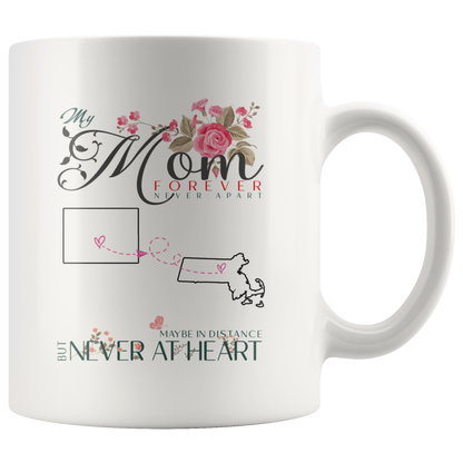 M-20447673-sp-27353 - [ Colorado | Massachusetts | 1 ] (mug_11oz_white) Mothers Day Gifts Coffee Mug Distance Colorado Massachusetts