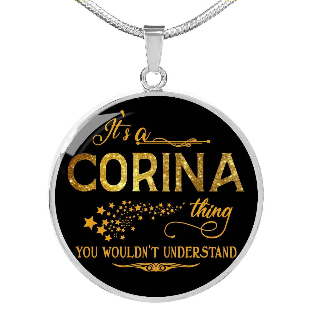 RNL-20319298--sp-33961 - [ Corina | 1 ] (round_necklace) FamilyGift Name Necklace It is Corina Thing You Wouldnt Unde
