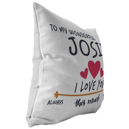 PL-21251132-sp-22634 - Valentines Day Pillow Covers 18x18 - to My Wonderful Josie I