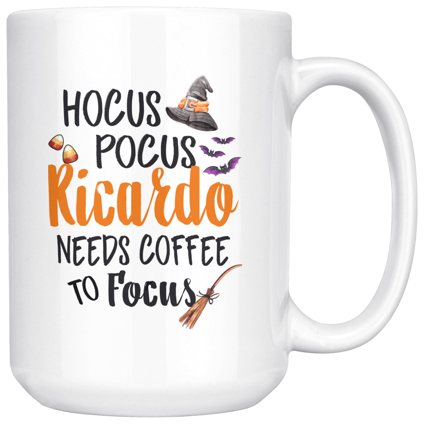 ND-20837742-sp-25659 - [ Ricardo | 1 | 1 ] (mug_15oz_white) Hocus Pocus Ricardo Needs Coffee To Focus - Halloween Coffe