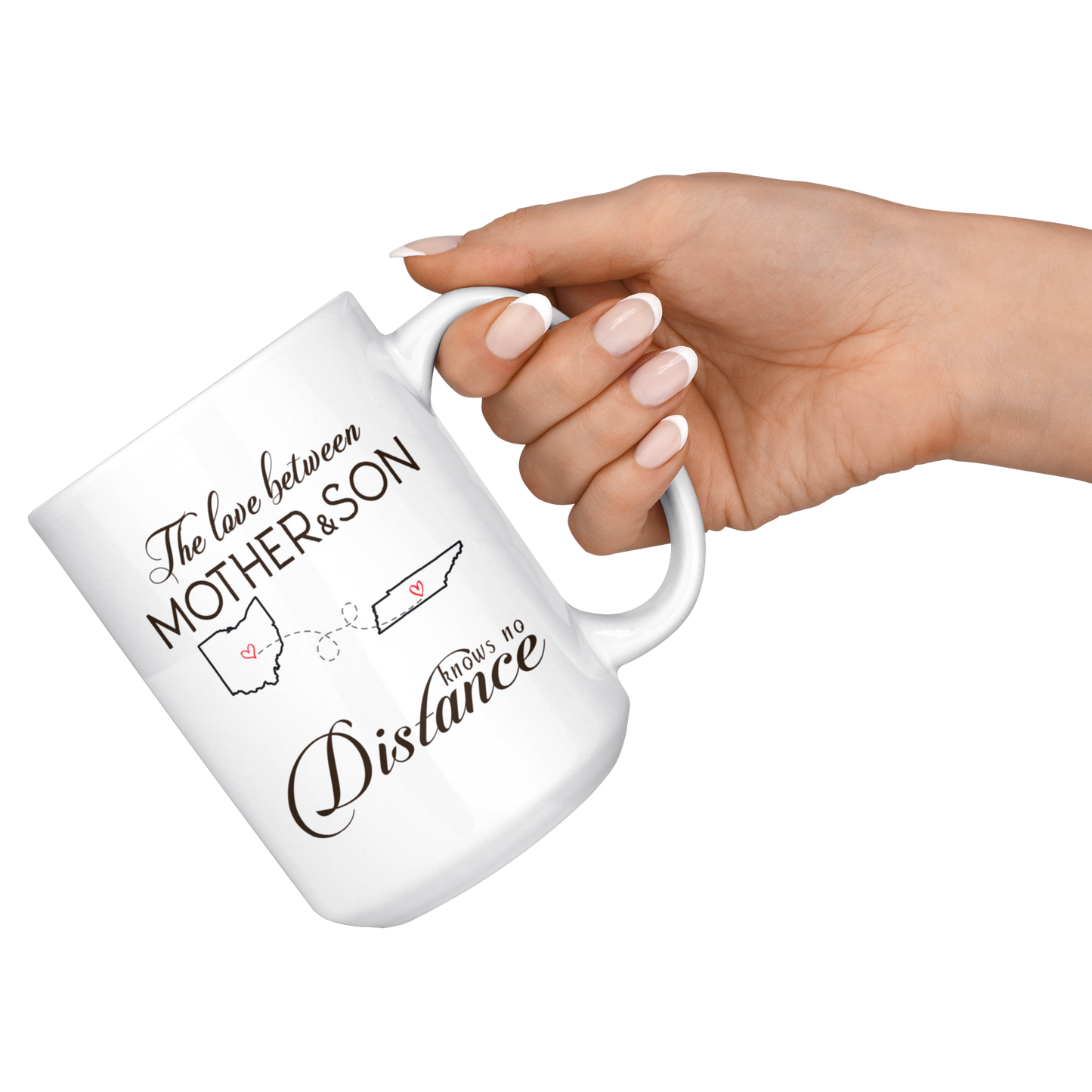 ND20604809-15oz-sp-24273 - [ Ohio | Tennessee ]Long Distance Mug 15 oz Ohio Tennessee - The Love Between Mo