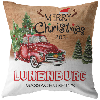 PL-21237595-sp-48642 - [ Lunenburg | Massachusetts | 2021 ] (PI_ThrowPillowCovers) Merry Christmas Lunenburg Massachusetts MA State 2021 - Home