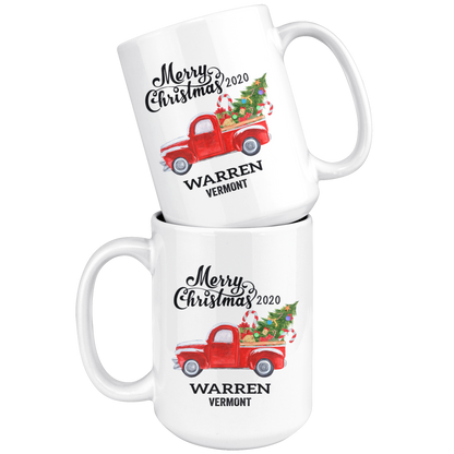 MUG01220679710-sp-38522 - [ Warren | Vermont ] (mug_15oz_white) Warren Vermont State Family New Home Mug 2020 Christmas Firs