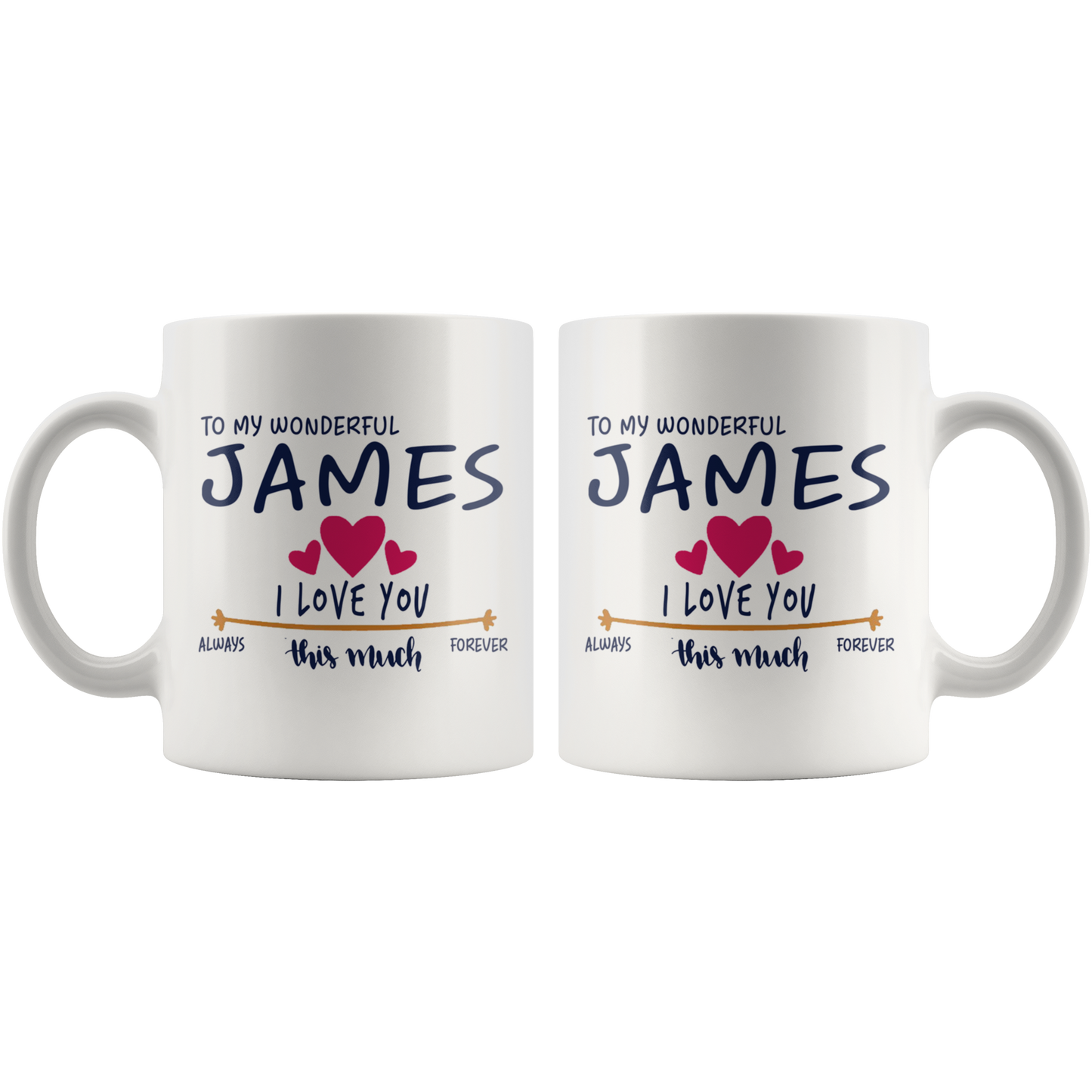 M-20441170-sp-23914 - [ James | 1 ]Valentines Gift For Men Birthday Gift Name Mug - To My Wonde