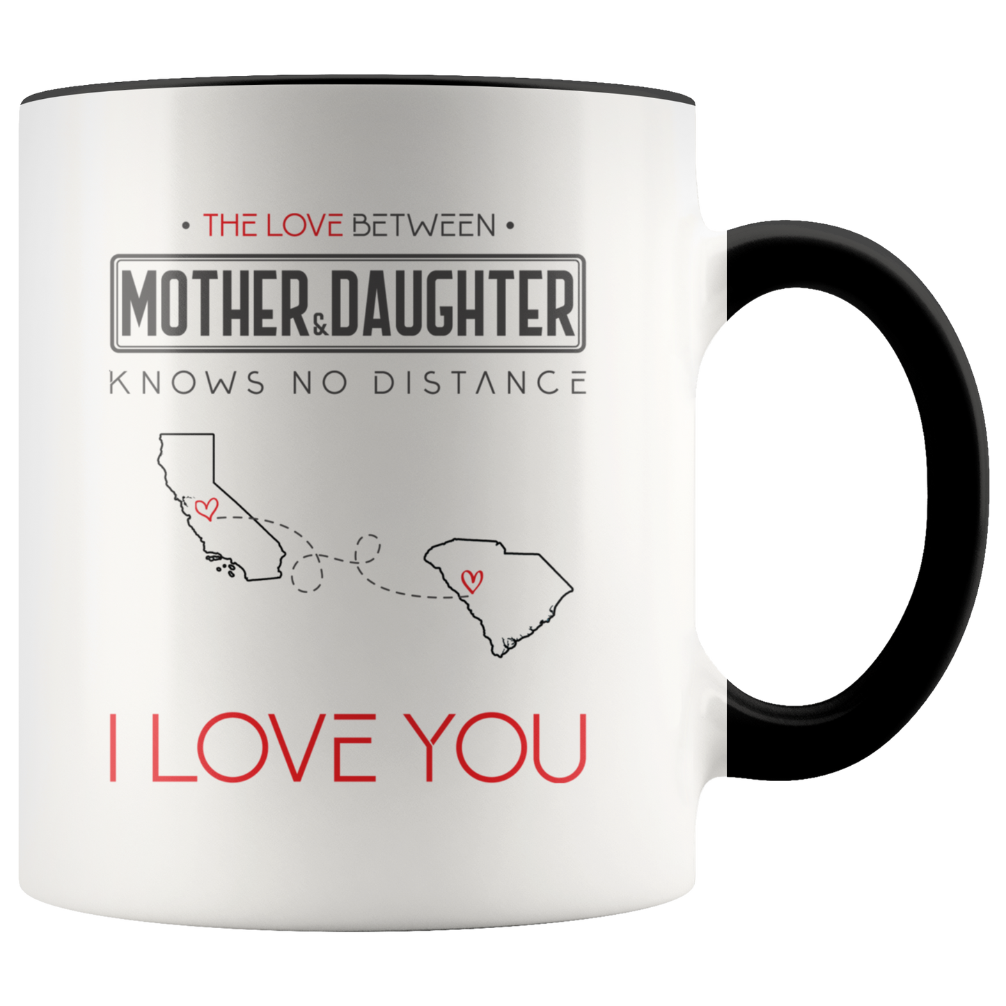 ND-21313785-sp-24079 - [ California | South Carolina ]Mom And Daughter Accent Mug 11 oz Red - The Love Between Mot