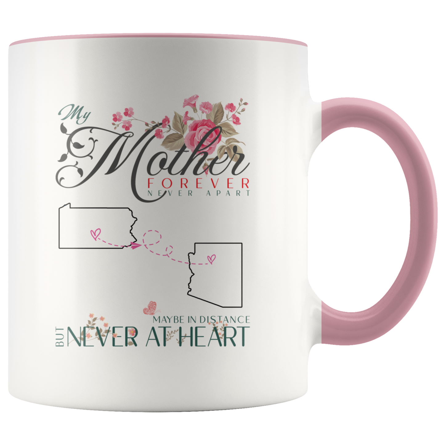 M-21332750-sp-25955 - [ Pennsylvania | Arizona ] (CC_Accent_Mug_) Mothers Day Gifts Coffee Mug Distance Pennsylvania Arizona -