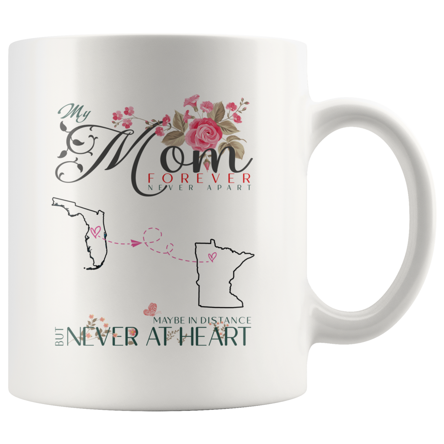 M-20447418-sp-27113 - [ Florida | Minnesota | 1 ] (mug_11oz_white) Mothers Day Gifts Coffee Mug Distance Florida Minnesota My M