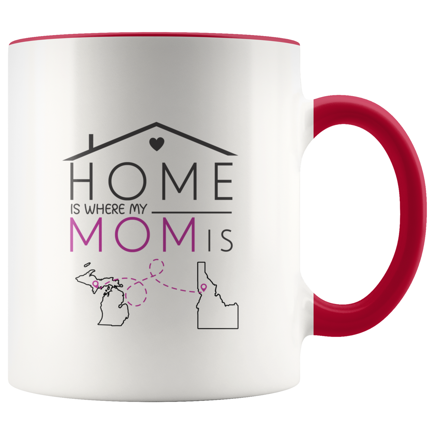 ND-21327738-sp-23540 - [ Michigan | Idaho ]Long Distance Mothers Day Mug Michigan Idaho - Home Is Wher