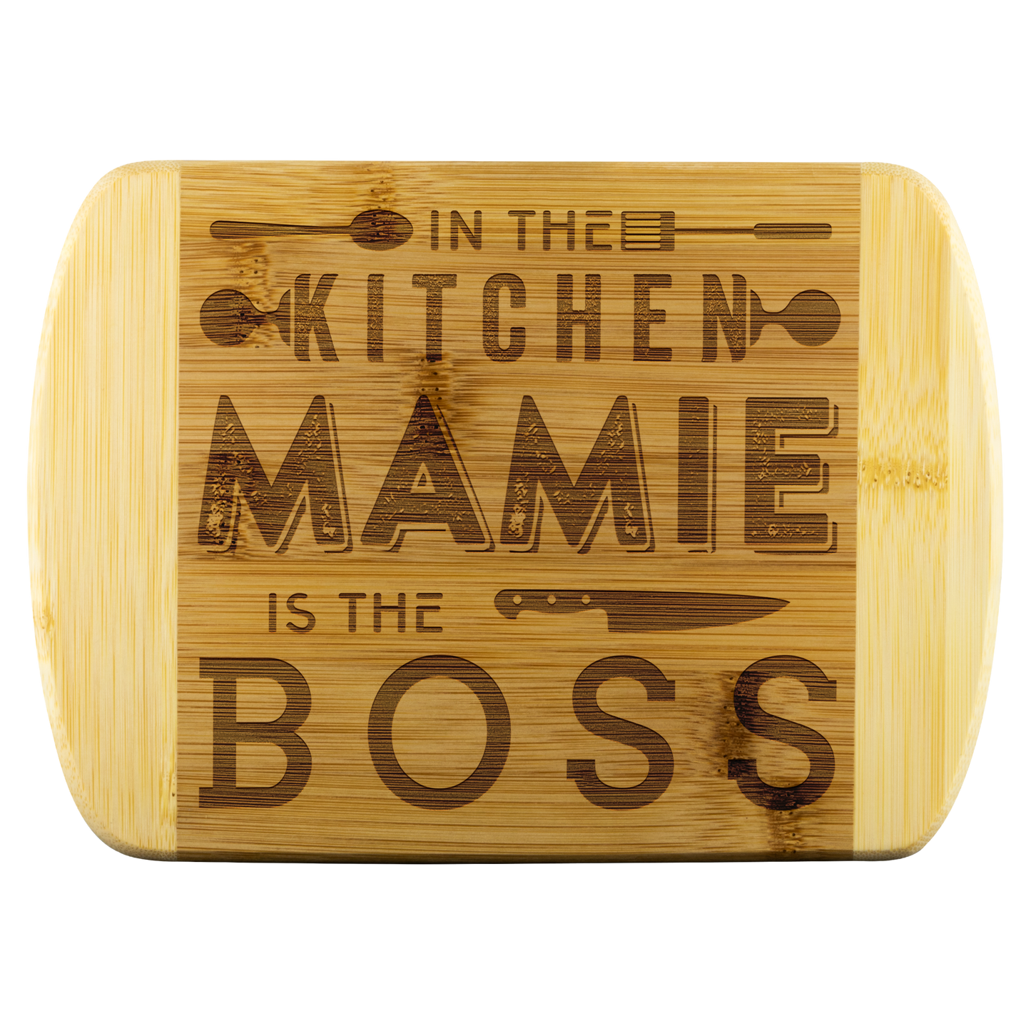 cub-20517122-sp-45757 - [ Mamie | 1 | 1 ] (TL_RoundEdgeWoodCuttingBoard) Mothers Day Gift Ideas - In The Kitchen Mamie Is The Boss -