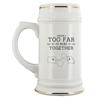 M-20403168-sp-26304 - [ Colorado | Missouri | 1 ] (CC_Beer_Mug_None_White) Fathers Day Gifts Mug For Dad - Never Too Far To Drink Wine