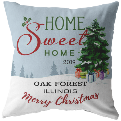 ND-pl20798513-sp-30322 - [ Oak Forest | Illinois | 1 ] (PI_ThrowPillowCovers) Merry Christmas Pillow Covers 18x18 - Home Sweet Home Oak Fo