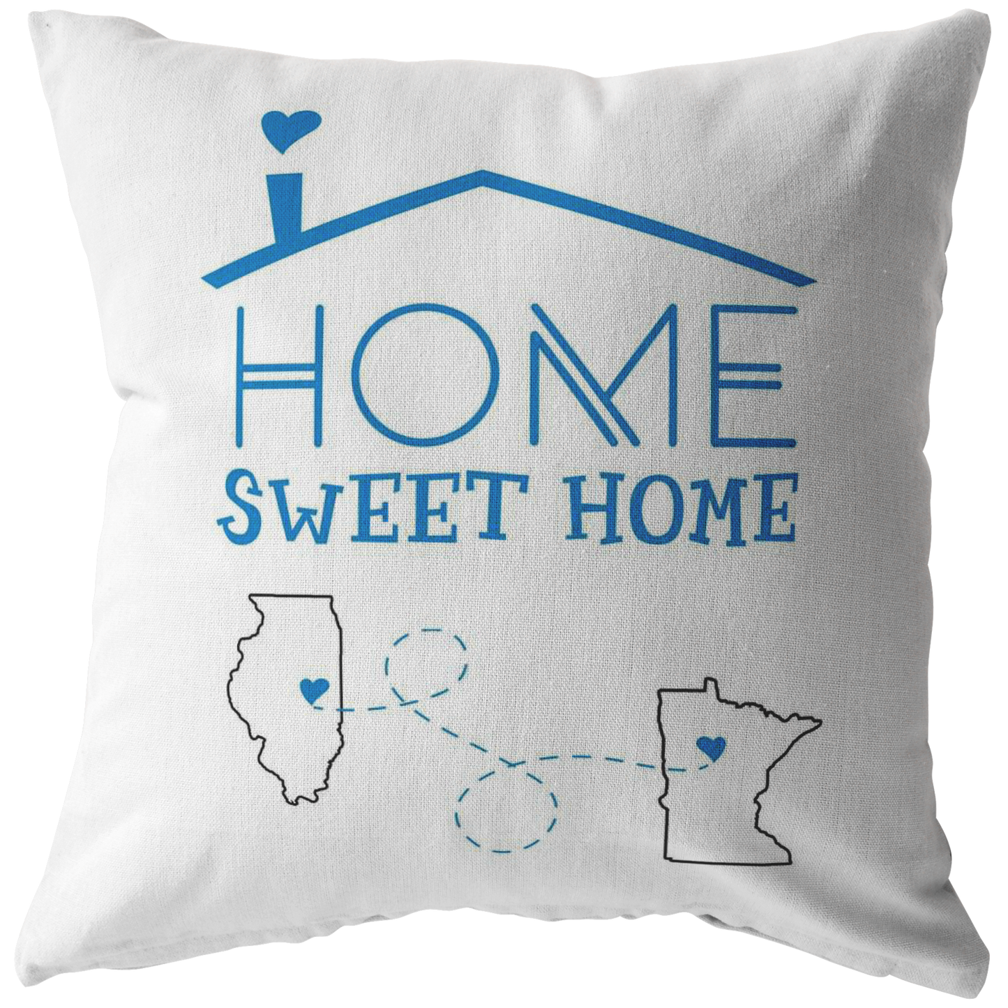 ND-pl20421692-sp-20624 - Map Throw Pillow Covers Illinois Minnesota - Home Sweet Home