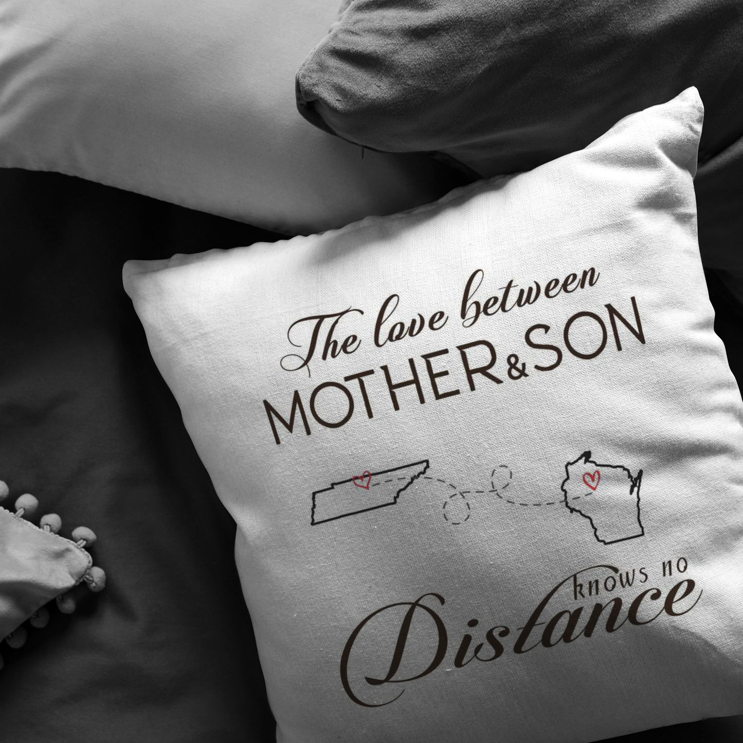 ND-pl20861687-sp-23650 - [ Tennessee | Wisconsin ]Happy Mothers Day Pillow Covers 18x18 - The Love Between Mot