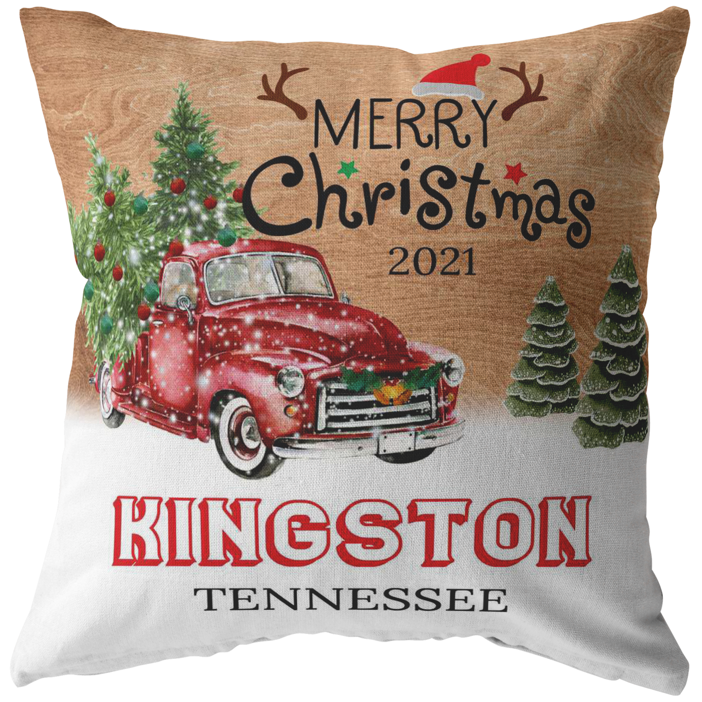 PL-20886180-sp-48361 - [ Kingston | Tennessee | 2021 ] (PI_ThrowPillowCovers) Merry Christmas Kingston Tennessee TN State 2021 - Home Deco